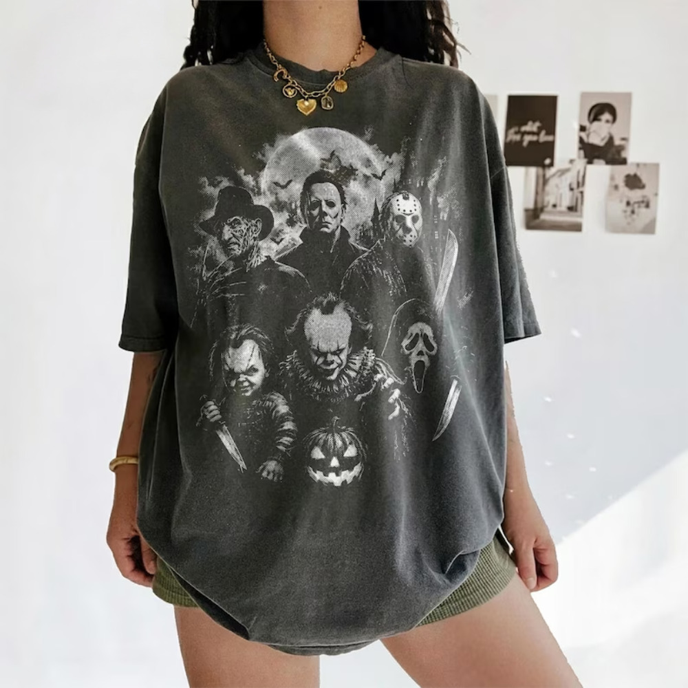 Horror Movie Villains Freddy Jason Michael Myers Chucky Pennywise T-Shirt